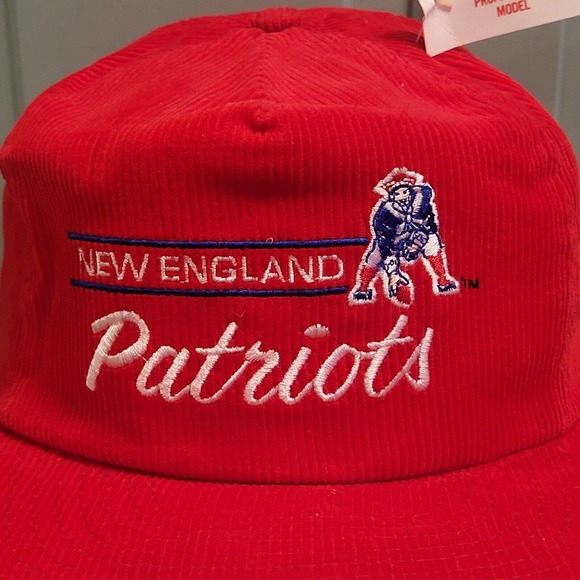 VTG New England Patriots Corduroy Script Annco Snapback Hat Cap NEW NWT - Picture 2 of 9